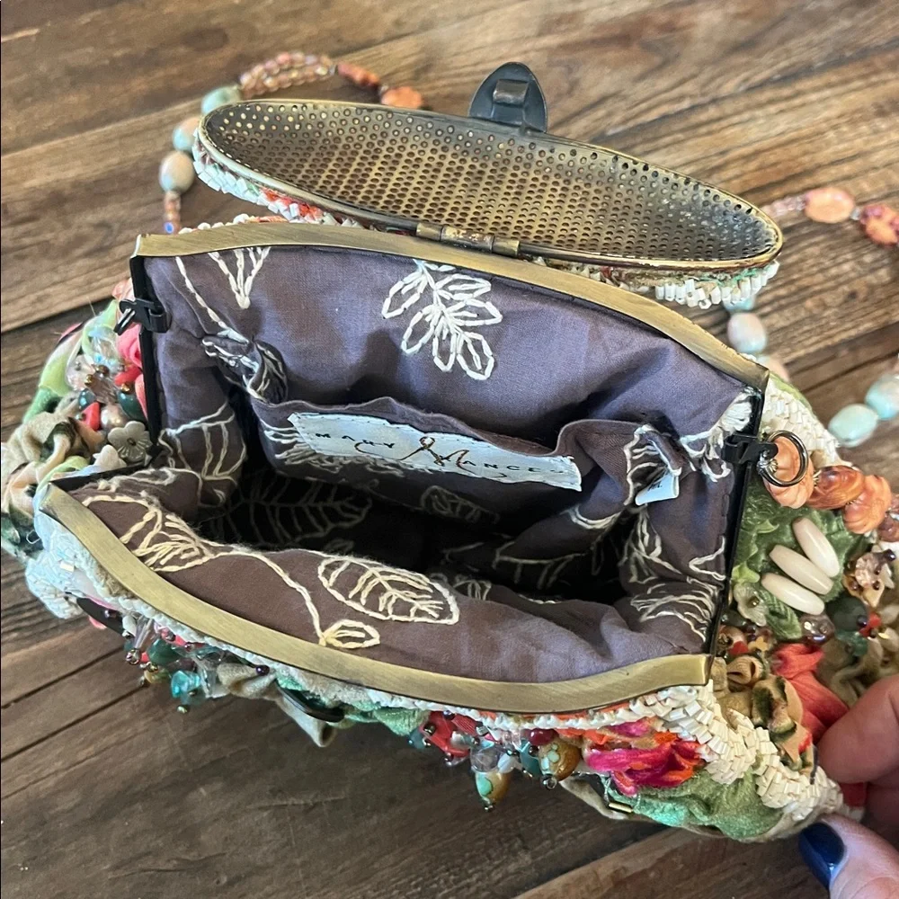 Vintage Mary Frances Floral Beaded Handbag with Beaded Strap - Picture 3 of 9